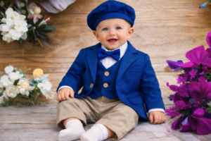 Costum botez băieți “Minnie blue”