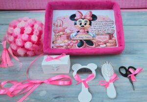 Tăviță moț de catifea cu imagine - Pink Minnie